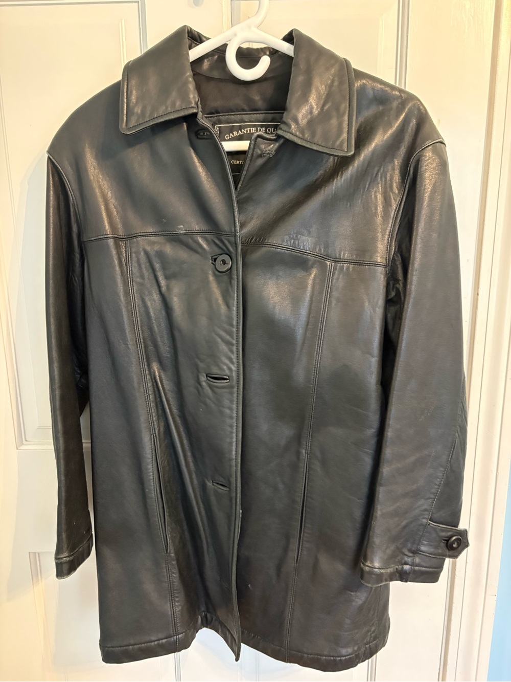 Express Black Leather Button-Front Jacket